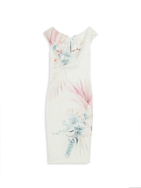 Ted Baker Dresses & Skirts - Ted Baker Cream Midi Dress with Pink and Blue Floral Print